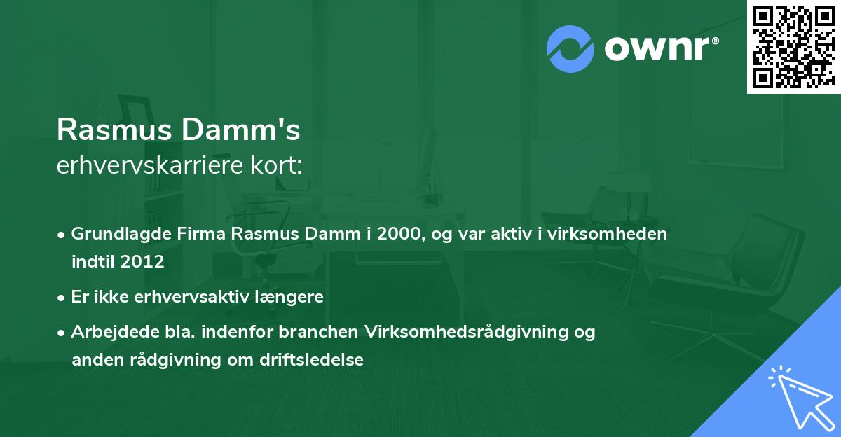 Rasmus Damm's erhvervskarriere kort
