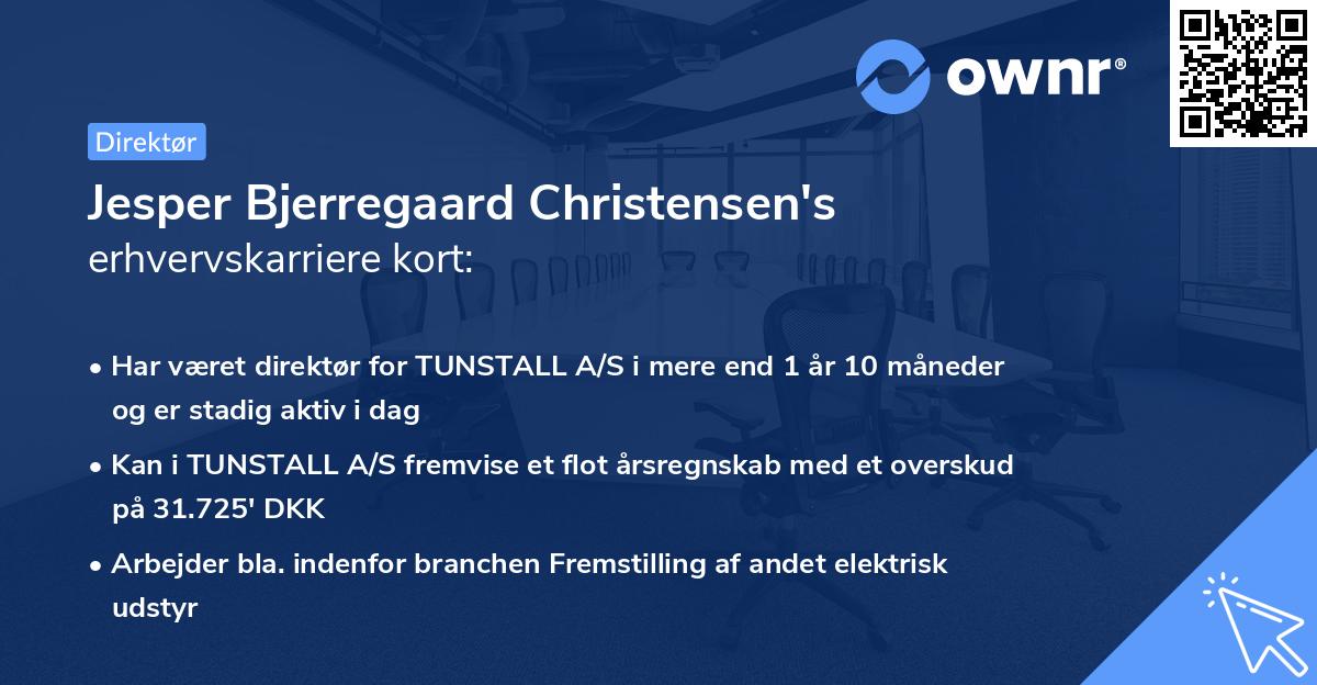 Jesper Bjerregaard Christensen's erhvervskarriere kort