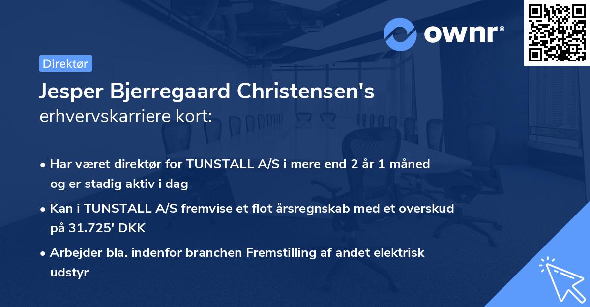 Jesper Bjerregaard Christensen's erhvervskarriere kort