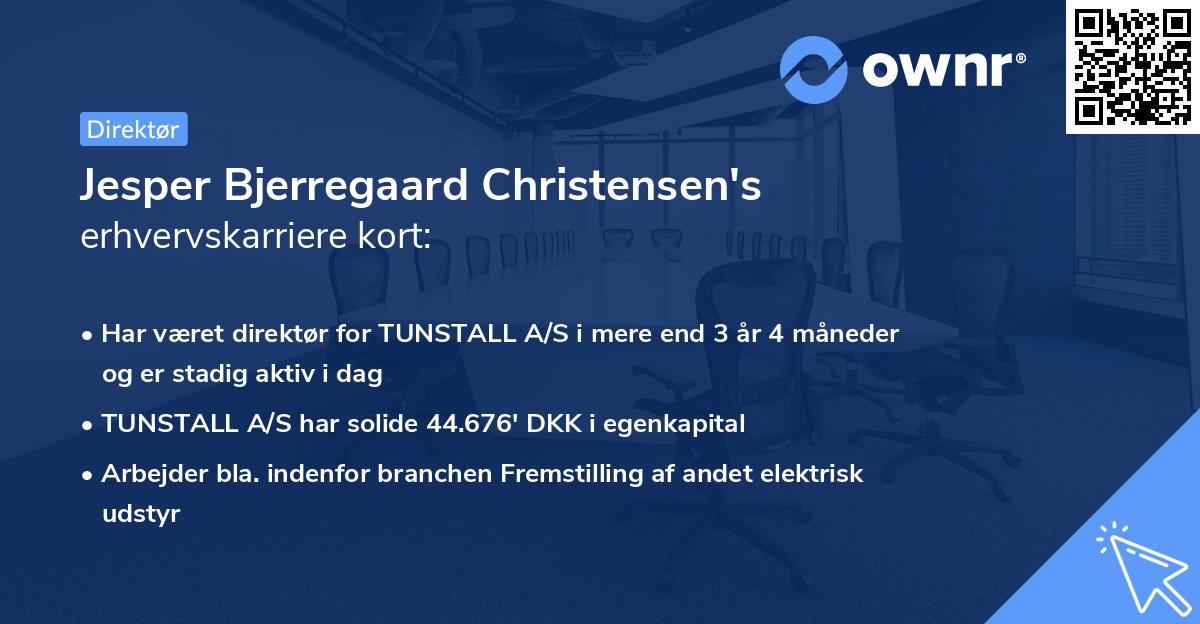 Jesper Bjerregaard Christensen's erhvervskarriere kort