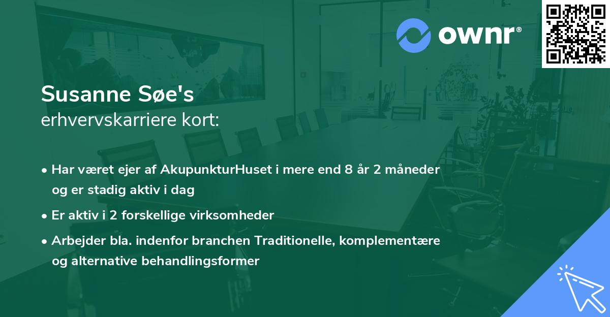 Susanne Søe's erhvervskarriere kort