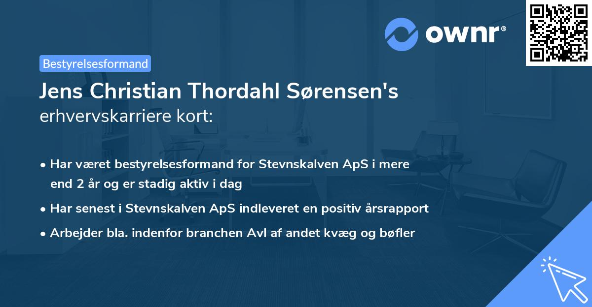 Jens Christian Thordahl Sørensen's erhvervskarriere kort