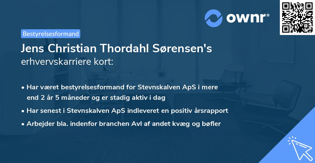 Jens Christian Thordahl Sørensen's erhvervskarriere kort