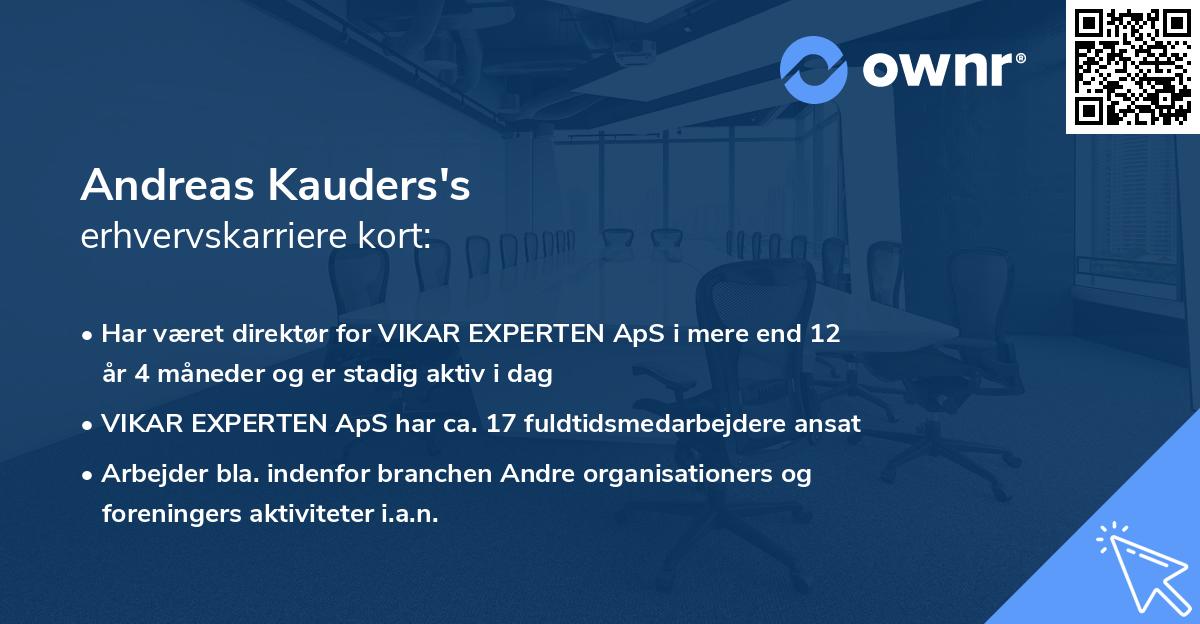Andreas Kauders's erhvervskarriere kort