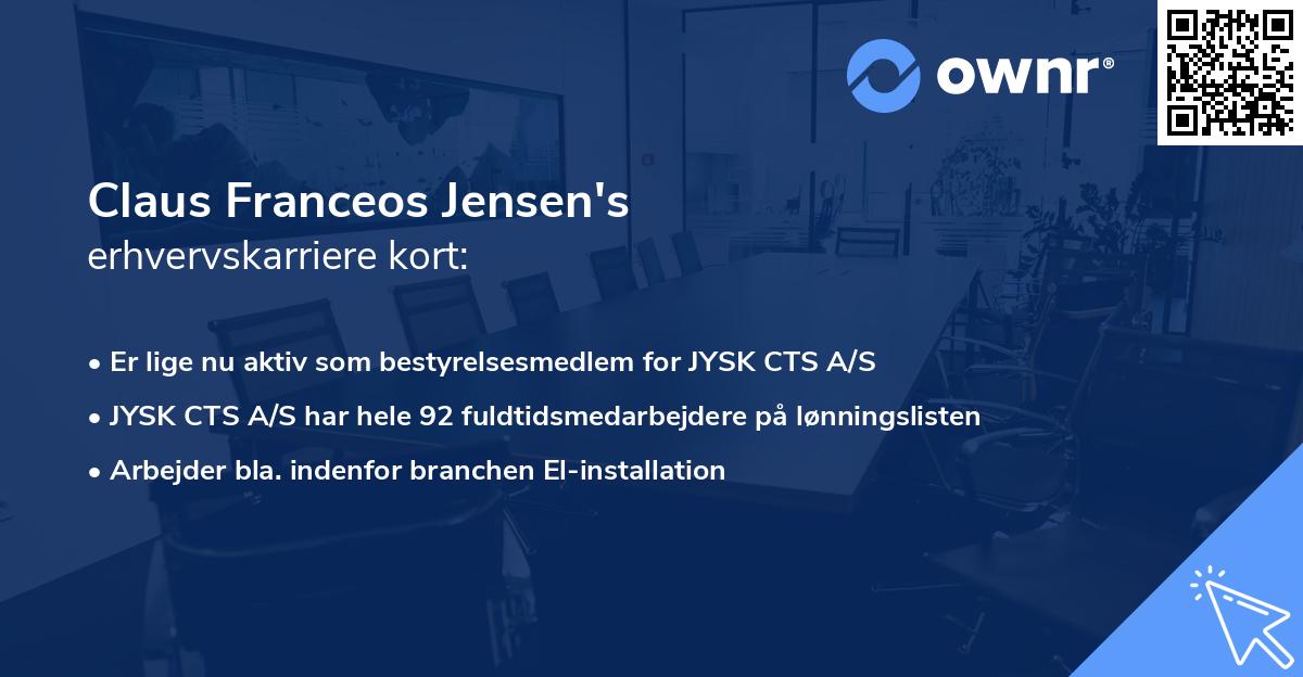 Claus Franceos Jensen's erhvervskarriere kort
