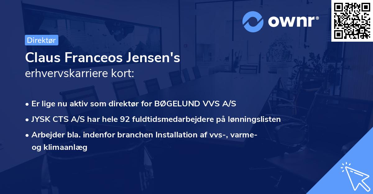 Claus Franceos Jensen's erhvervskarriere kort