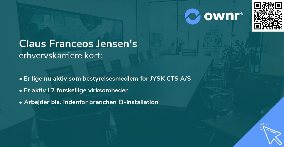 Claus Franceos Jensen's erhvervskarriere kort