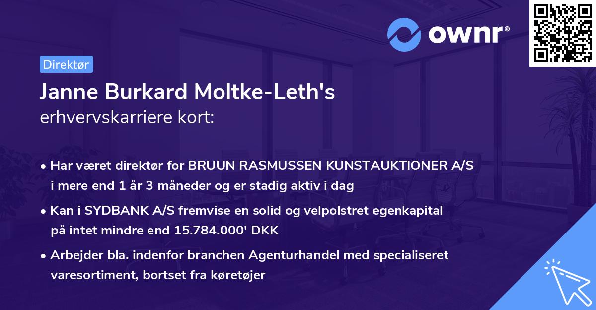 Janne Burkard Moltke-Leth's erhvervskarriere kort