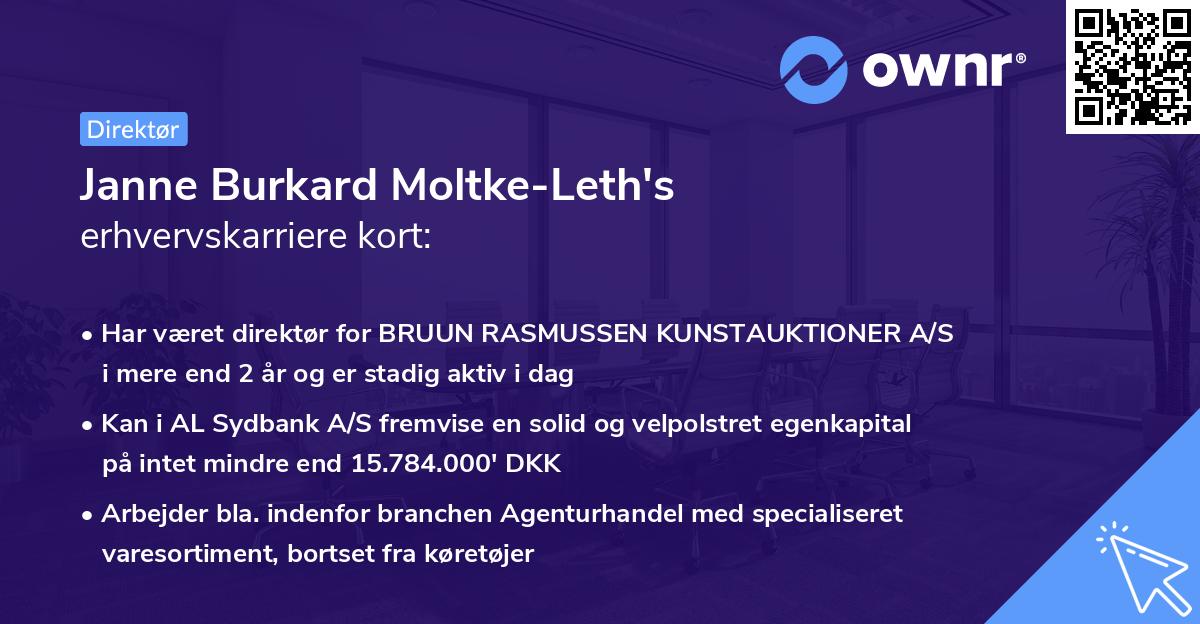 Janne Burkard Moltke-Leth's erhvervskarriere kort