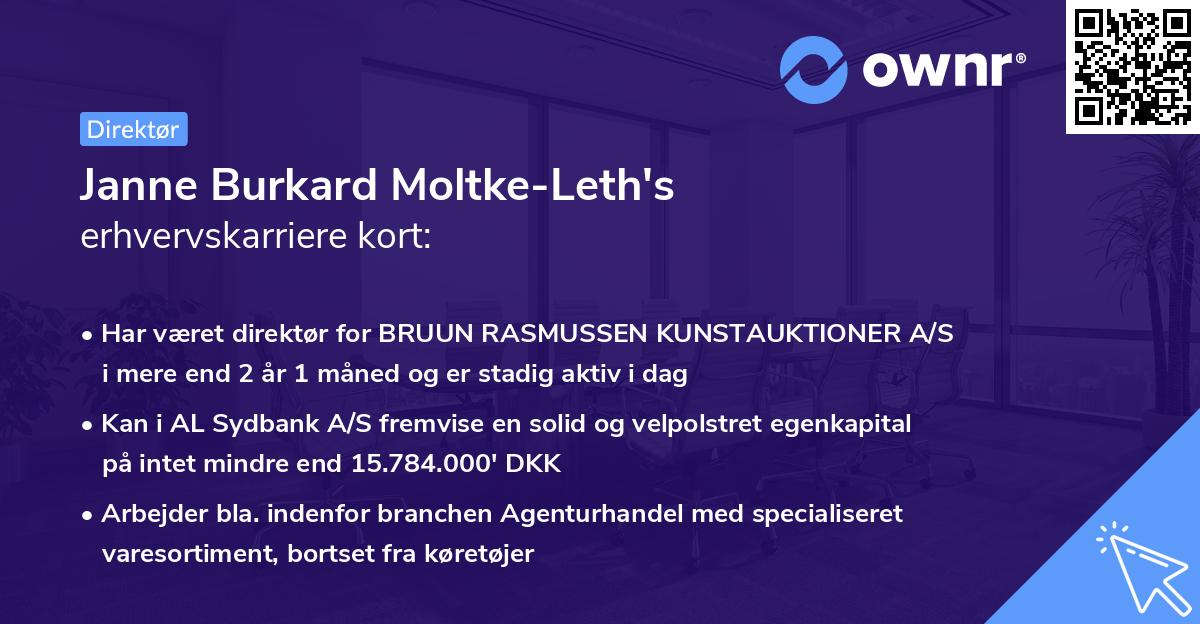 Janne Burkard Moltke-Leth's erhvervskarriere kort