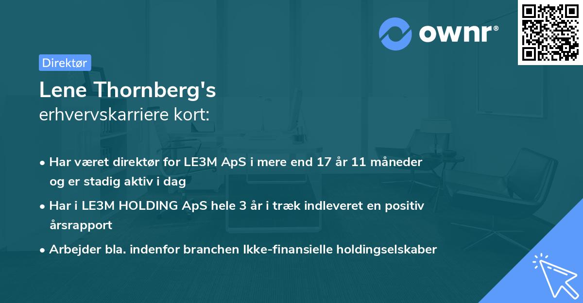 Lene Thornberg's erhvervskarriere kort