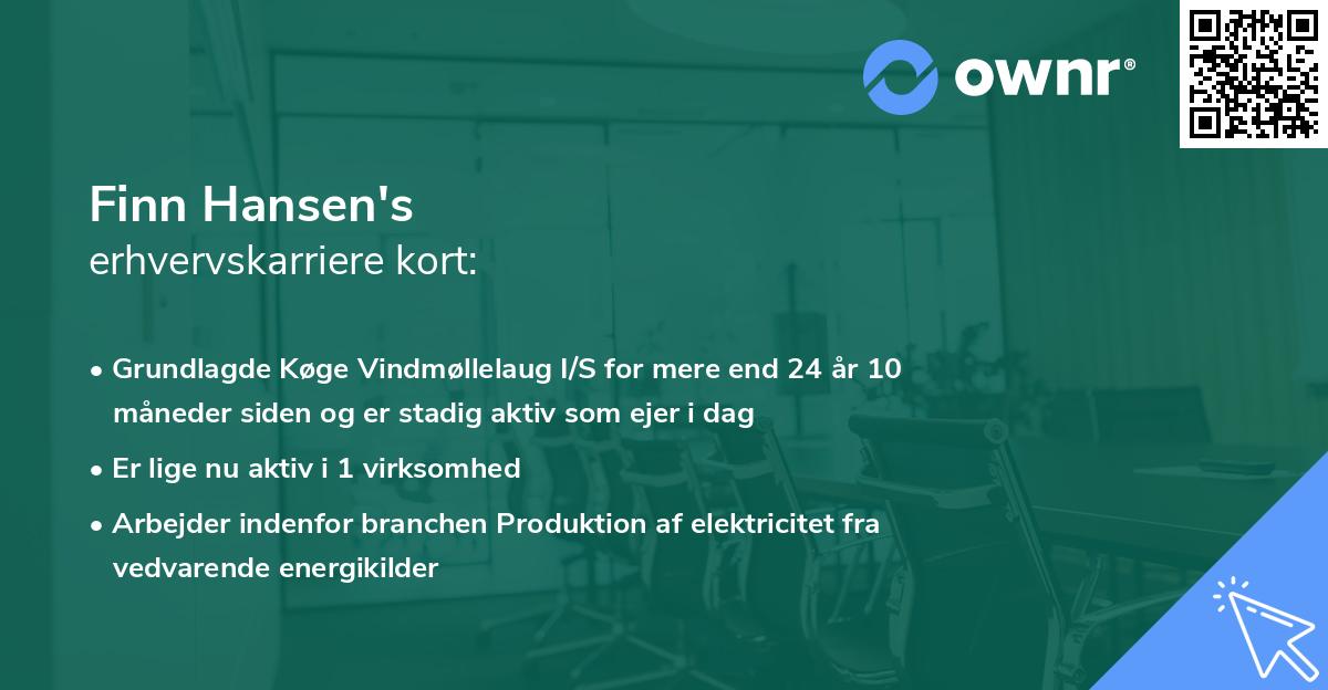 Finn Hansen's erhvervskarriere kort