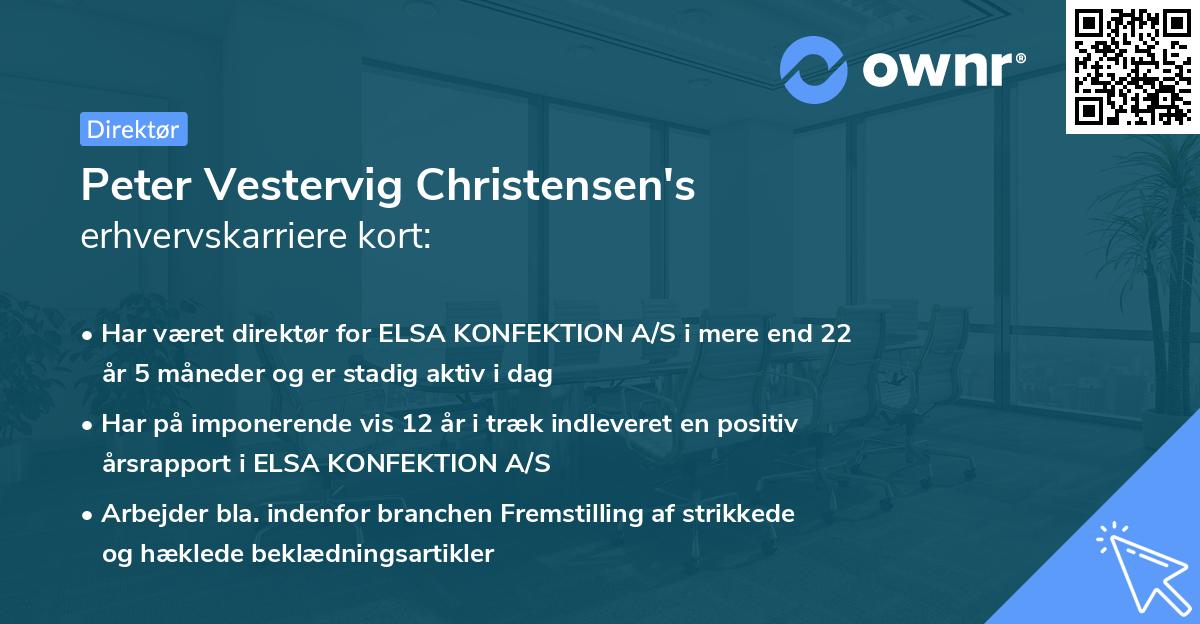 Peter Vestervig Christensen's erhvervskarriere kort