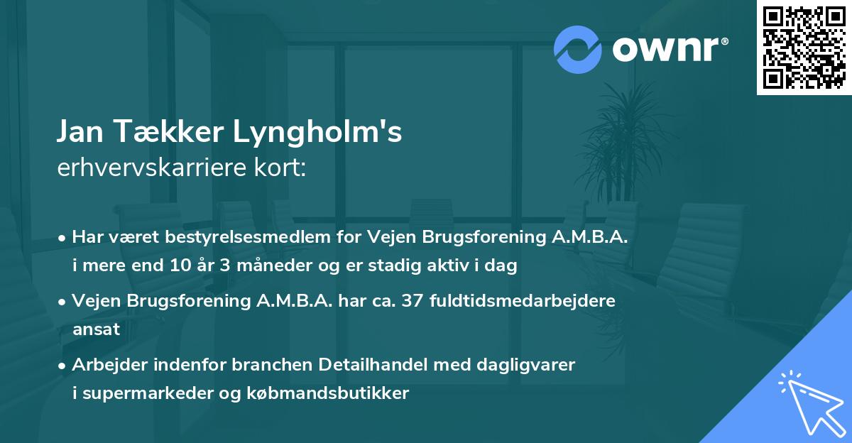 Jan Tækker Lyngholm's erhvervskarriere kort