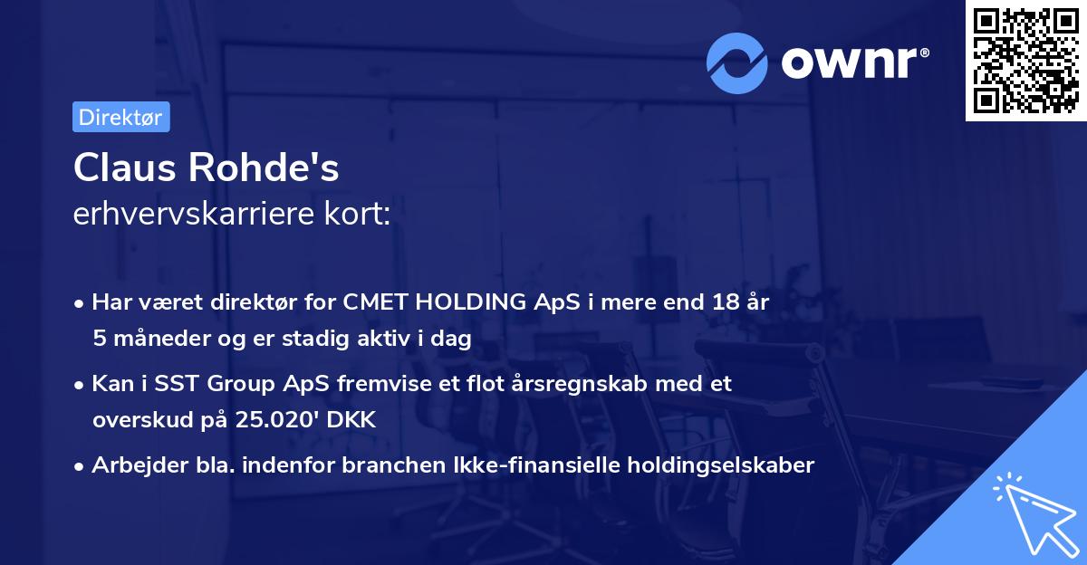Claus Rohde's erhvervskarriere kort