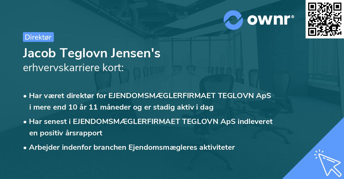 Jacob Teglovn Jensen's erhvervskarriere kort