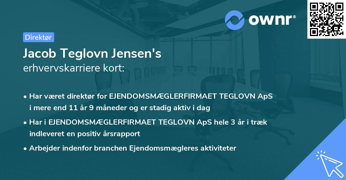 Jacob Teglovn Jensen's erhvervskarriere kort