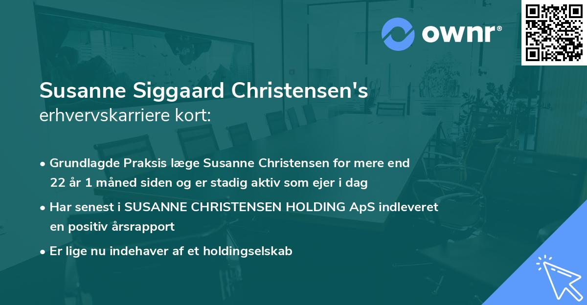 Susanne Siggaard Christensen's erhvervskarriere kort