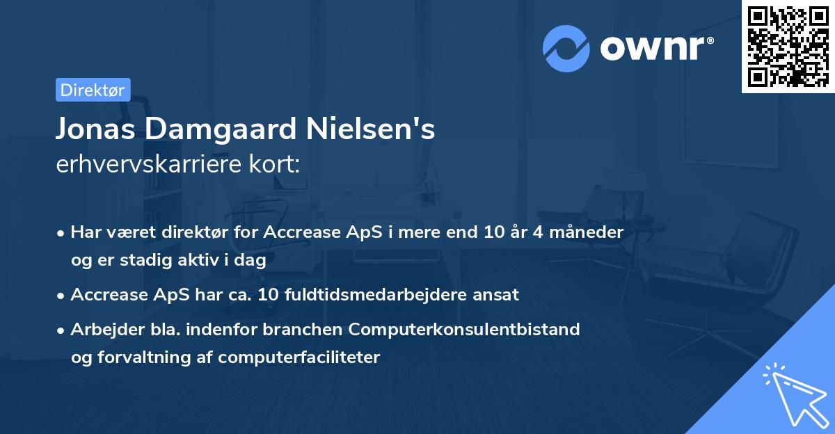 Jonas Damgaard Nielsen's erhvervskarriere kort