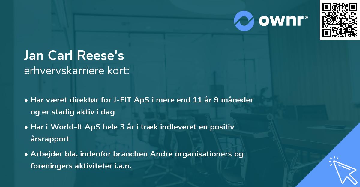 Jan Carl Reese's erhvervskarriere kort