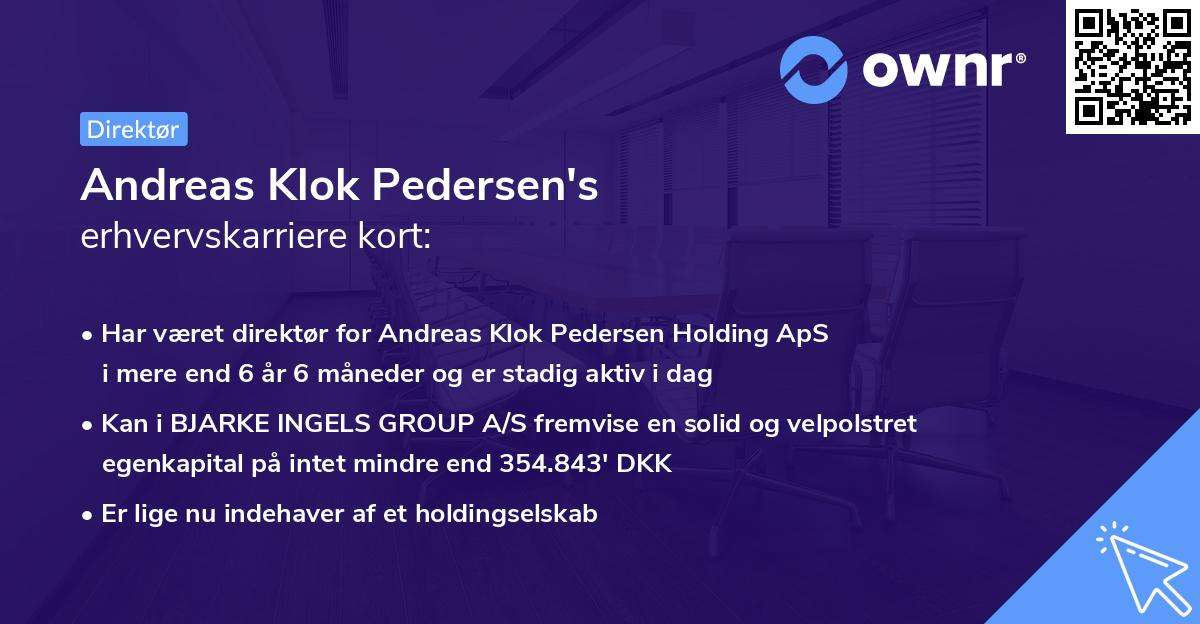 Andreas Klok Pedersen's erhvervskarriere kort