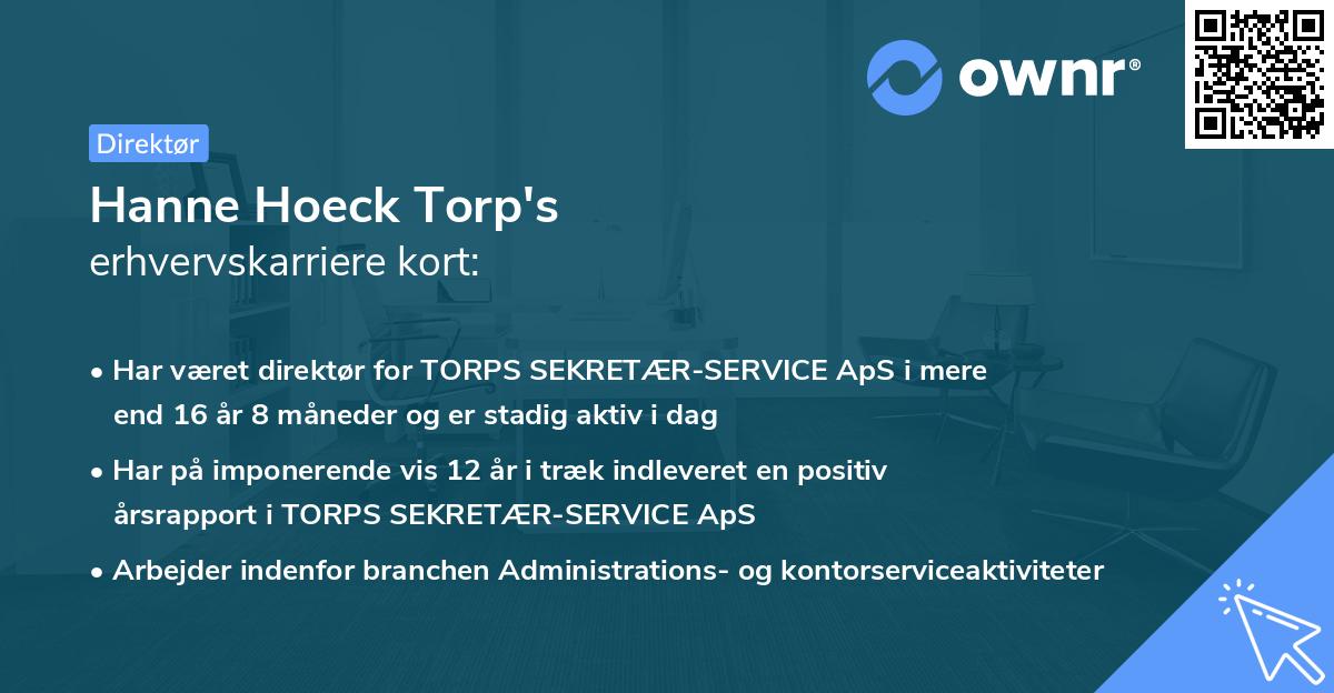 Hanne Hoeck Torp's erhvervskarriere kort