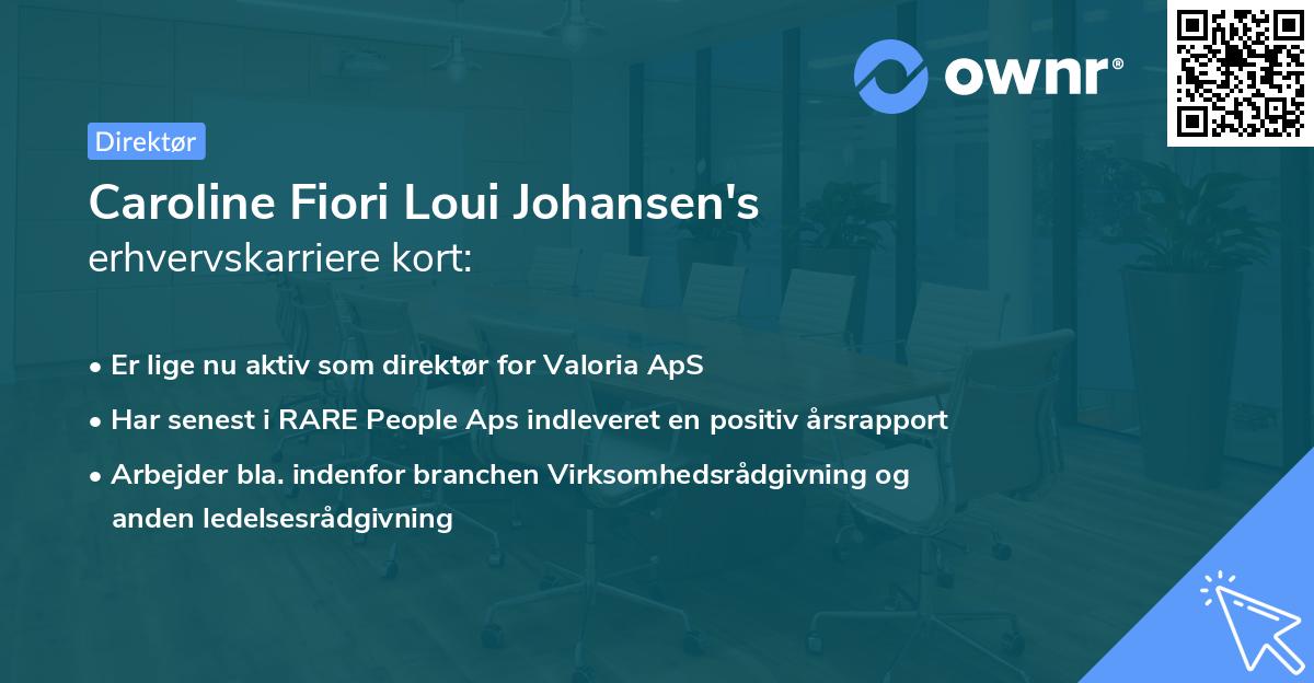 Caroline Fiori Loui Johansen's erhvervskarriere kort