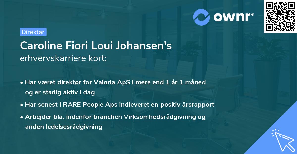 Caroline Fiori Loui Johansen's erhvervskarriere kort