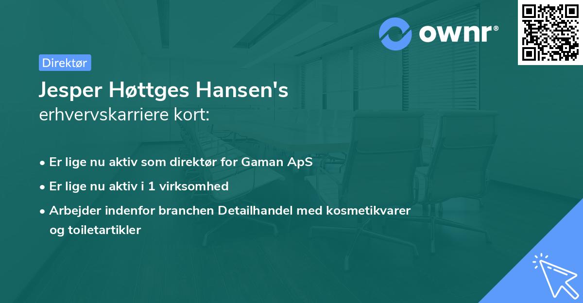 Jesper Høttges Hansen's erhvervskarriere kort