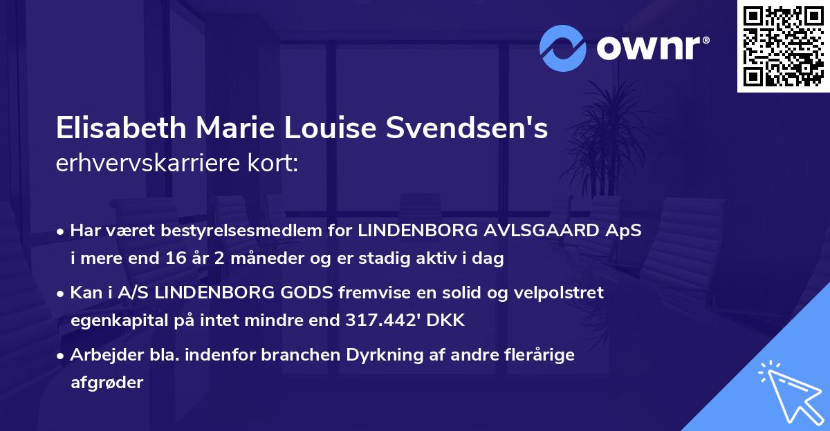 Elisabeth Marie Louise Svendsen's erhvervskarriere kort