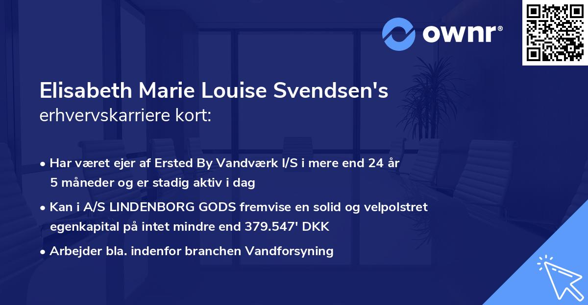 Elisabeth Marie Louise Svendsen's erhvervskarriere kort