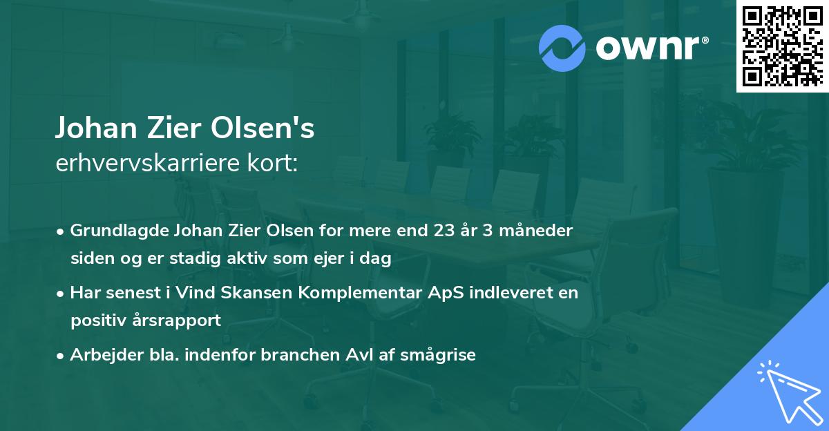 Johan Zier Olsen's erhvervskarriere kort