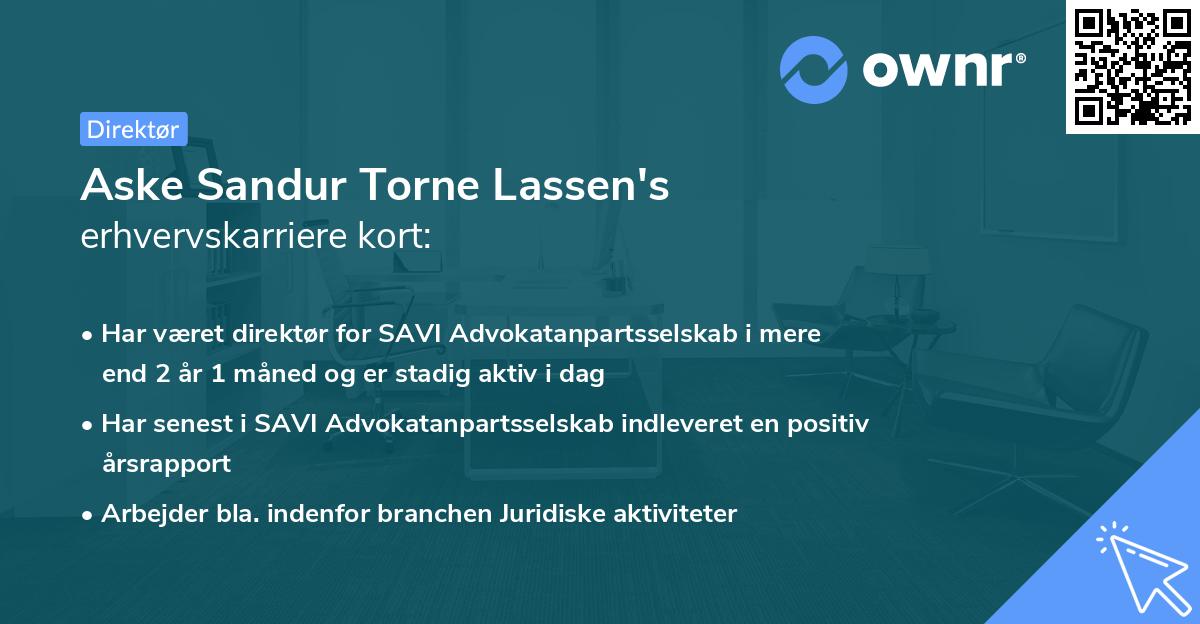 Aske Sandur Torne Lassen's erhvervskarriere kort