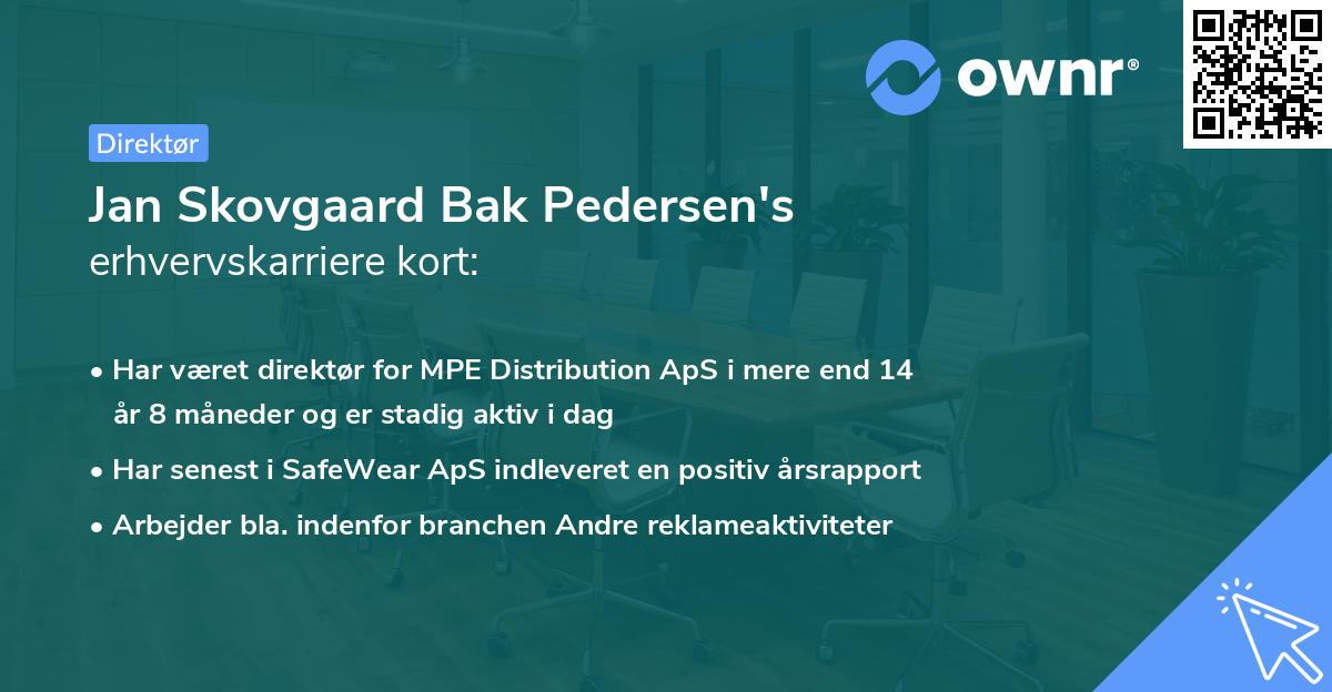 Jan Skovgaard Bak Pedersen's erhvervskarriere kort