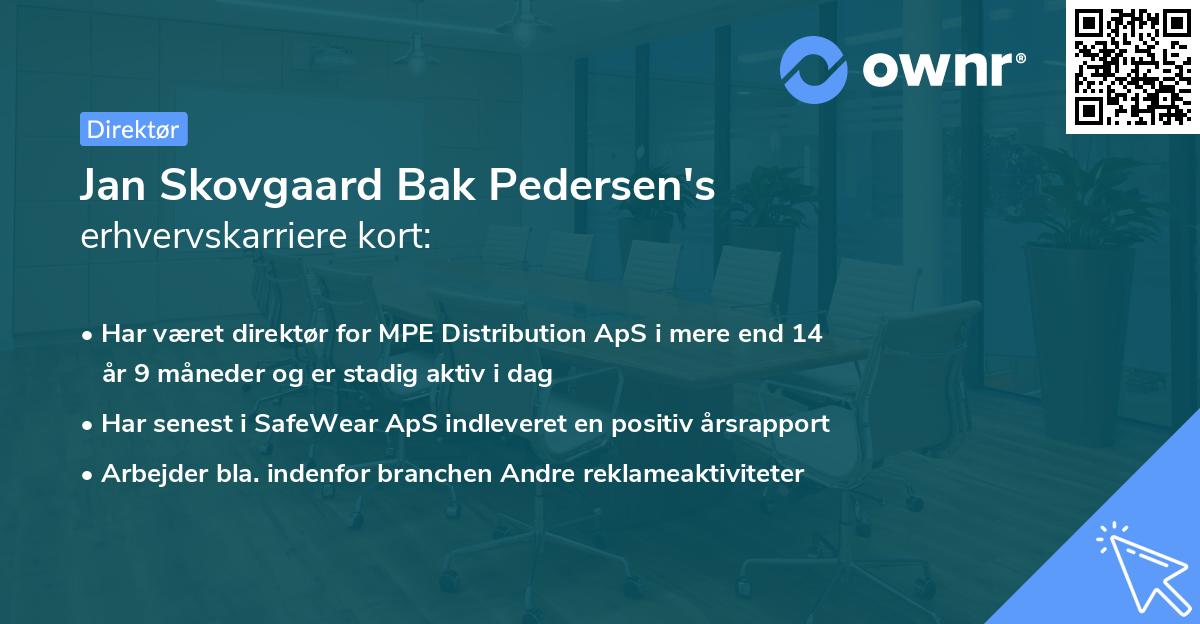 Jan Skovgaard Bak Pedersen's erhvervskarriere kort