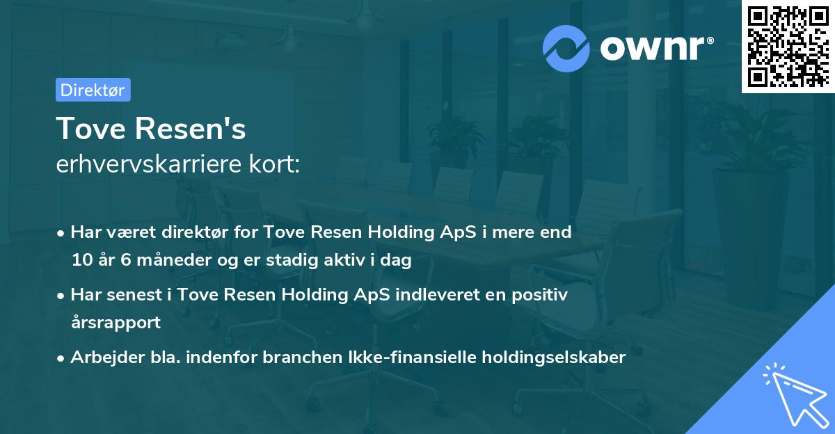 Tove Resen's erhvervskarriere kort