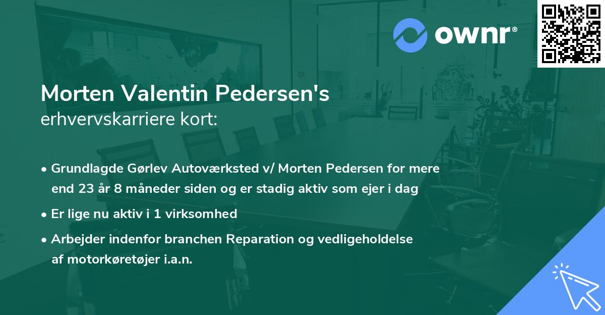 Morten Valentin Pedersen's erhvervskarriere kort