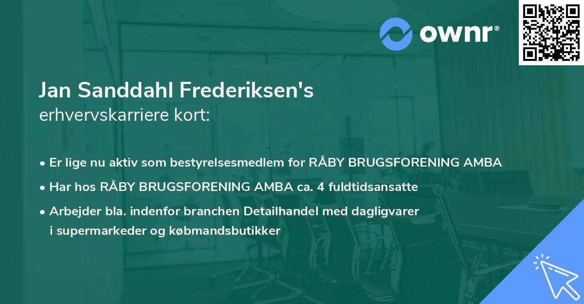 Jan Sanddahl Frederiksen's erhvervskarriere kort