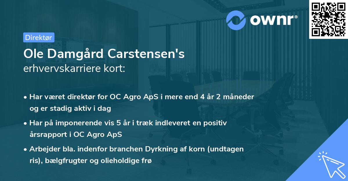 Ole Damgård Carstensen's erhvervskarriere kort