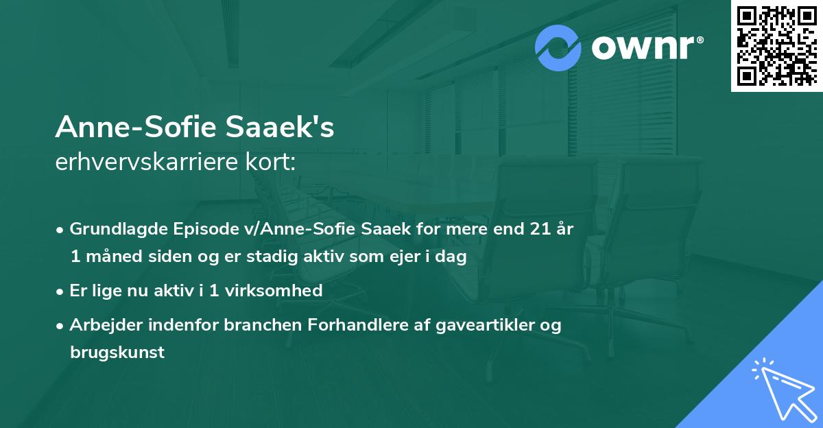 Anne-Sofie Saaek's erhvervskarriere kort