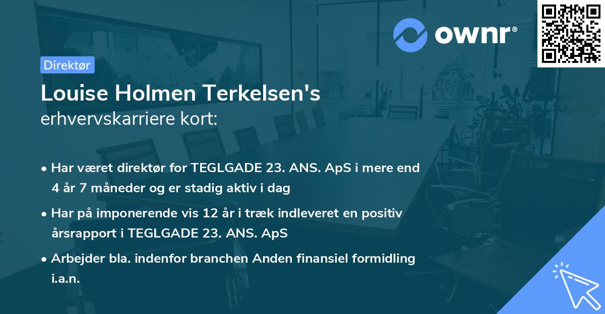 Louise Holmen Terkelsen's erhvervskarriere kort