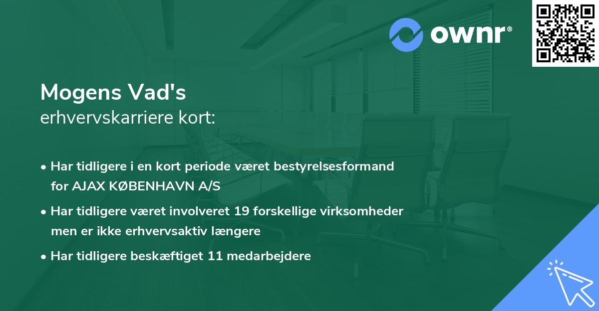 Mogens Vad's erhvervskarriere kort