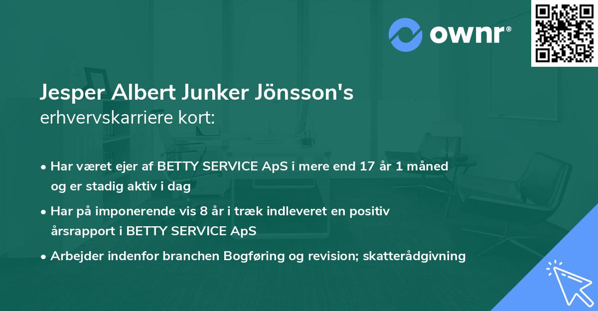 Jesper Albert Junker Jönsson's erhvervskarriere kort