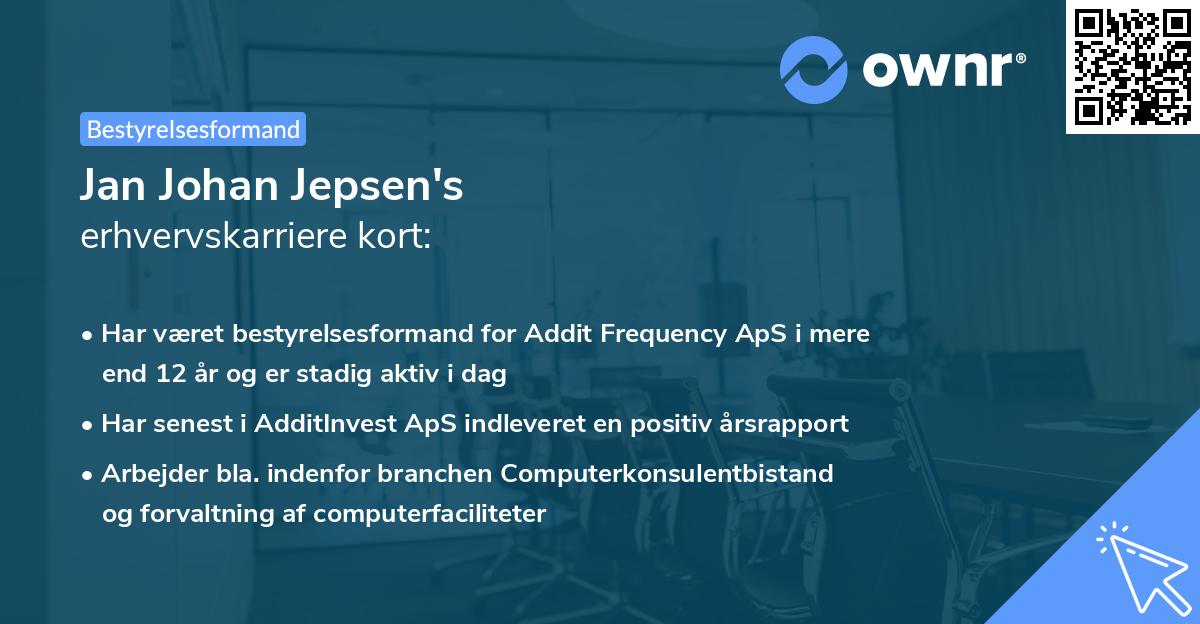 Jan Johan Jepsen's erhvervskarriere kort
