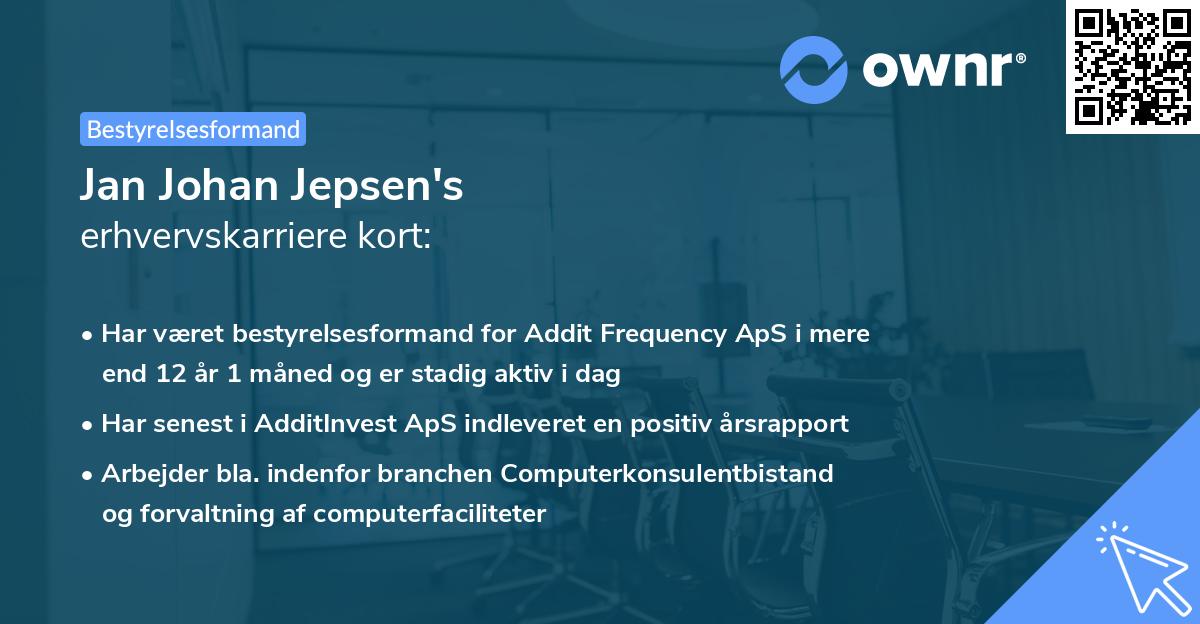 Jan Johan Jepsen's erhvervskarriere kort