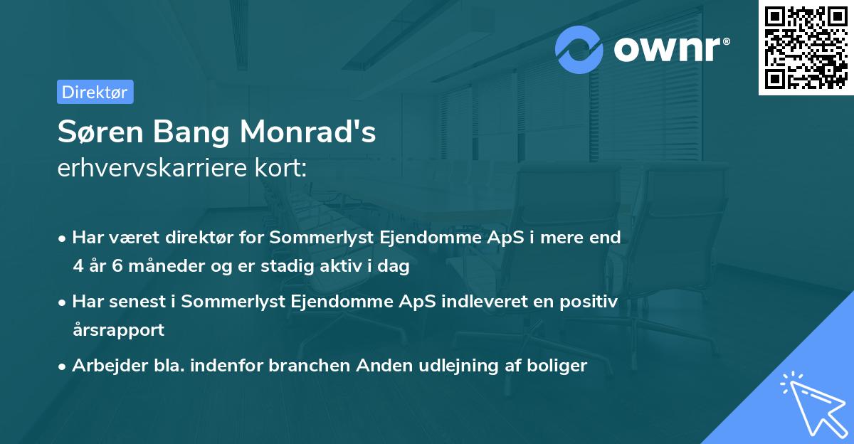 Søren Bang Monrad's erhvervskarriere kort