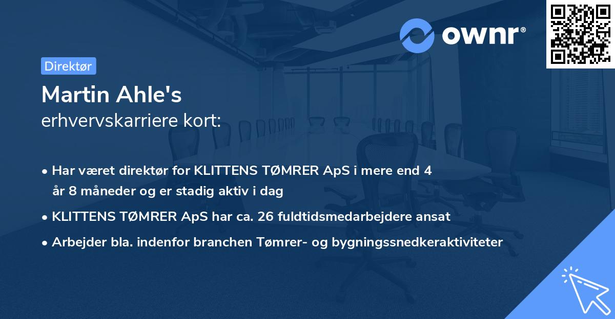 Martin Ahle's erhvervskarriere kort