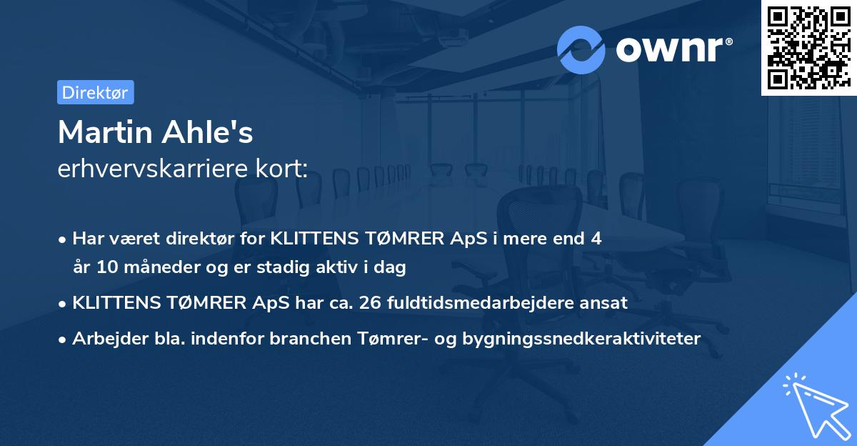 Martin Ahle's erhvervskarriere kort