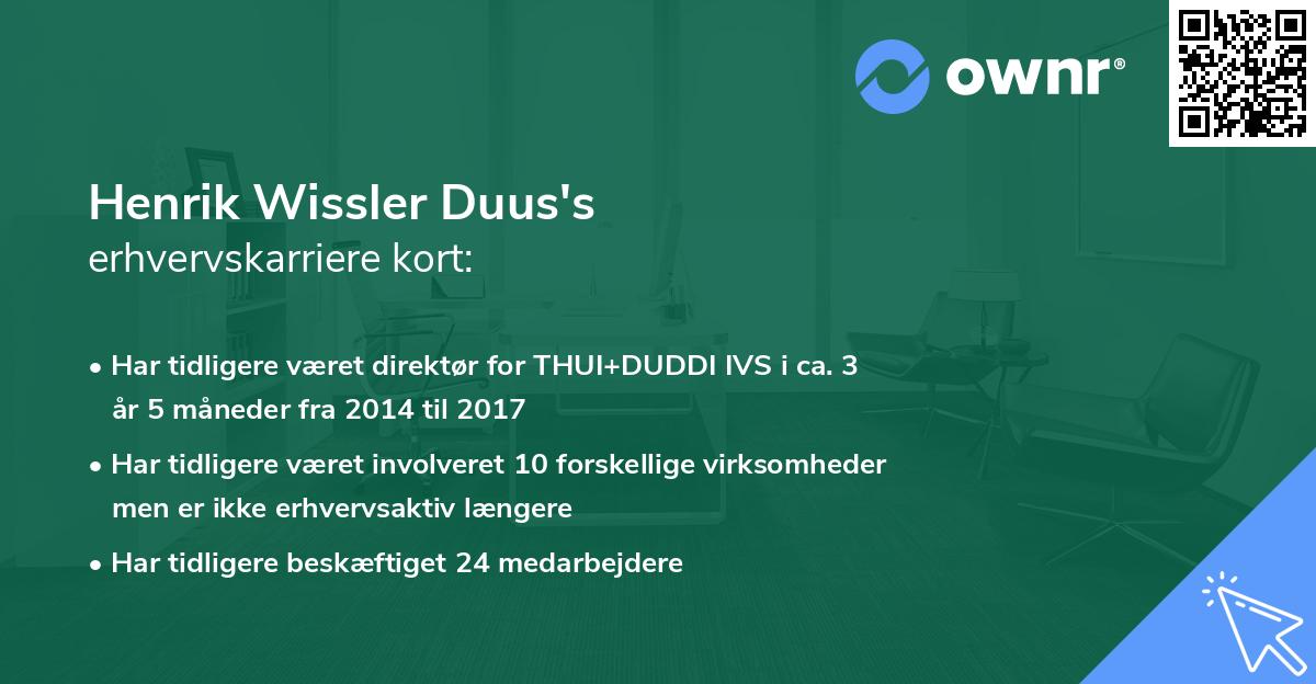 Henrik Wissler Duus's erhvervskarriere kort
