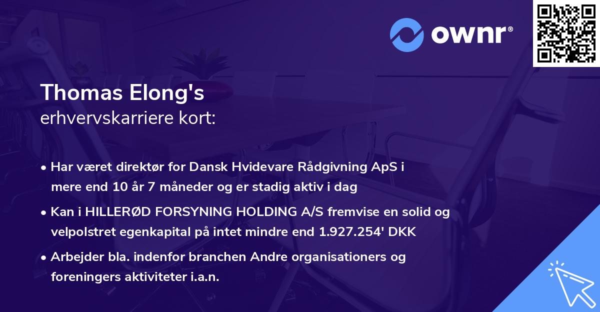 Thomas Elong's erhvervskarriere kort